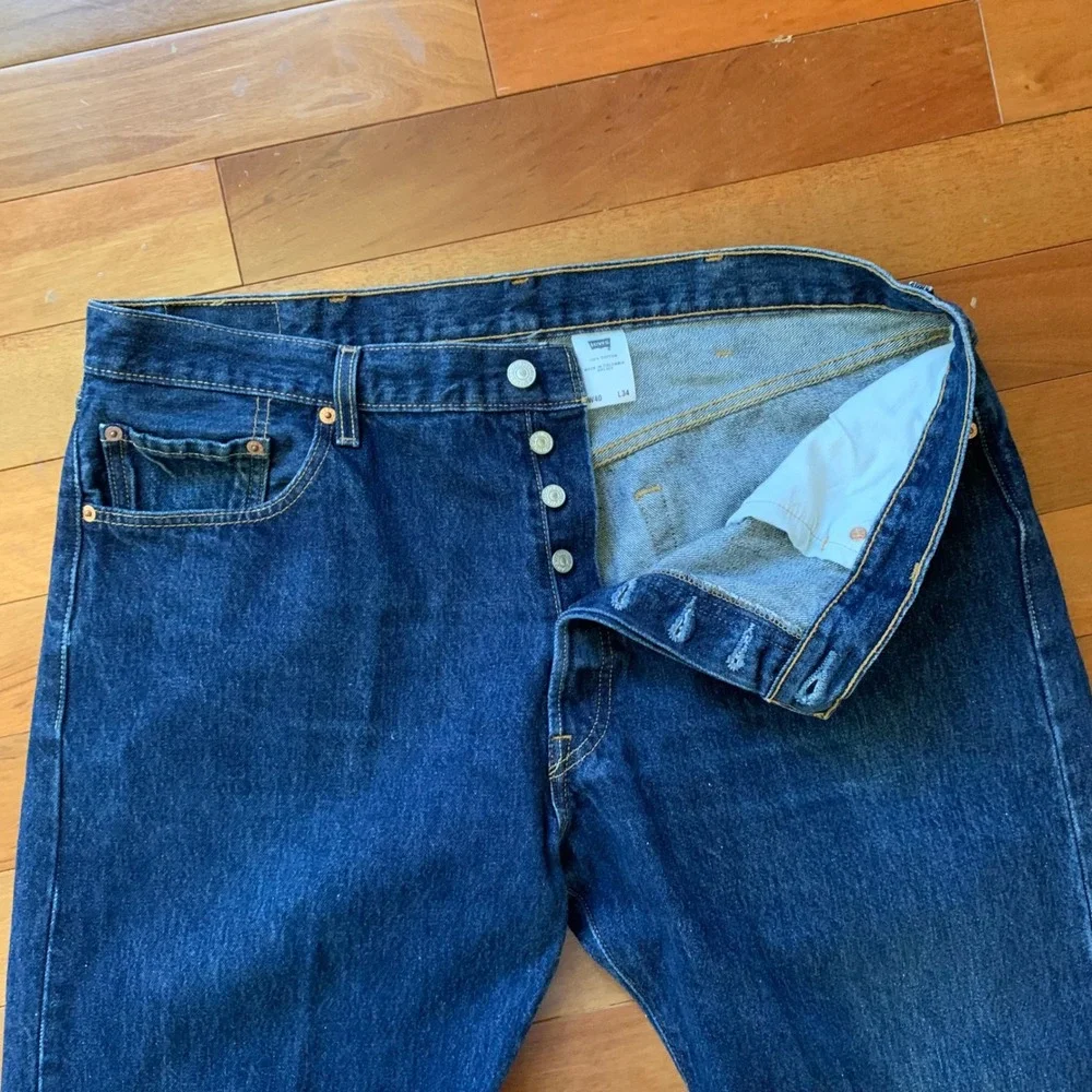 Levis 501 Original Fit Button Fly Straight Leg Jeans Blue Denim W40 L34‎ EUC